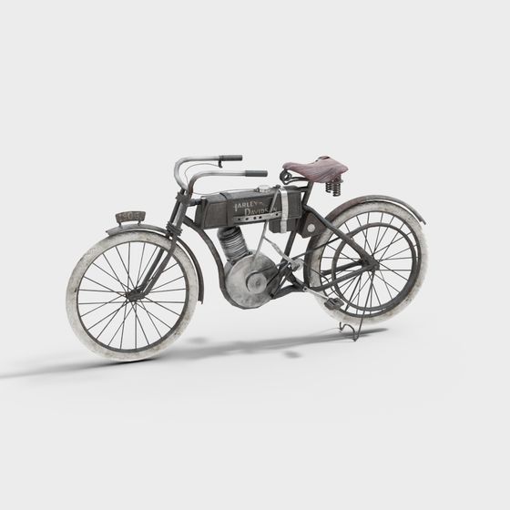 Vintage-Inspired Low-Poly Motorcycle 3D model