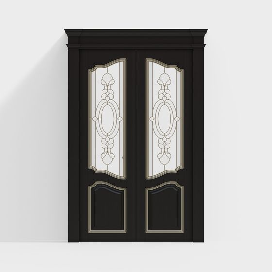 Classic Double Door 3D Model with Low-Poly Design