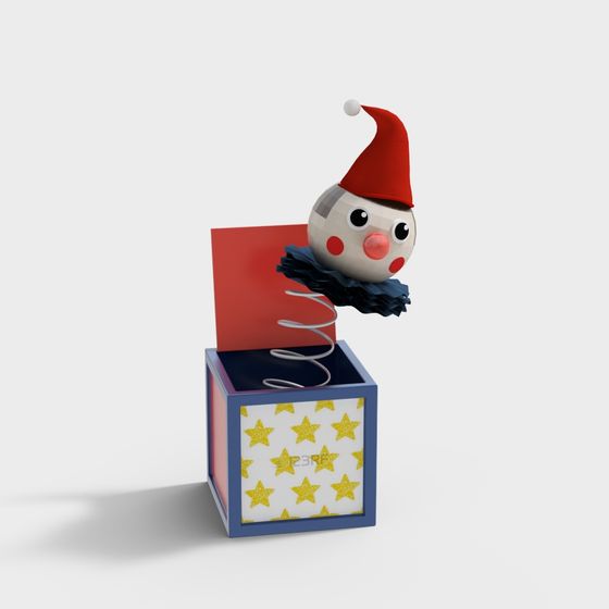Playful Low-Poly Jack-in-the-Box 3D model for Creative Projects