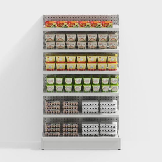 Detailed Low-Poly Supermarket Shelf 3D model