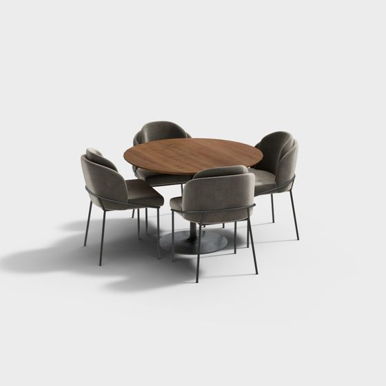 Stylish Round Table and Four Chairs 3D model for Creative Spaces