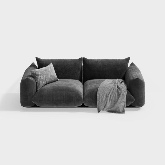 Stylish Low-Polygon Sofa 3D model for Modern Interiors