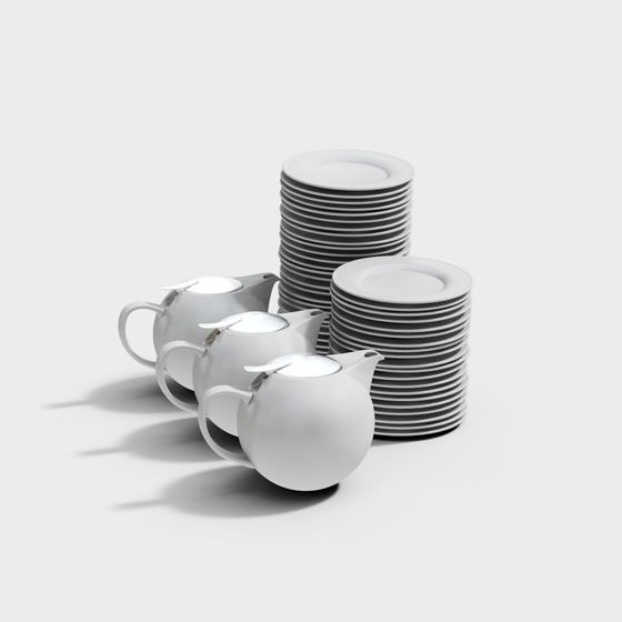 Elegant Tea Set 3D model in Low-Poly Design