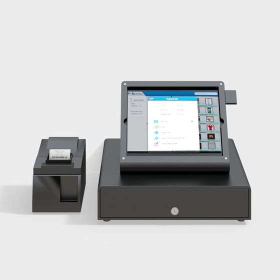 Modern Low-Polygon Cash Register Set 3D model