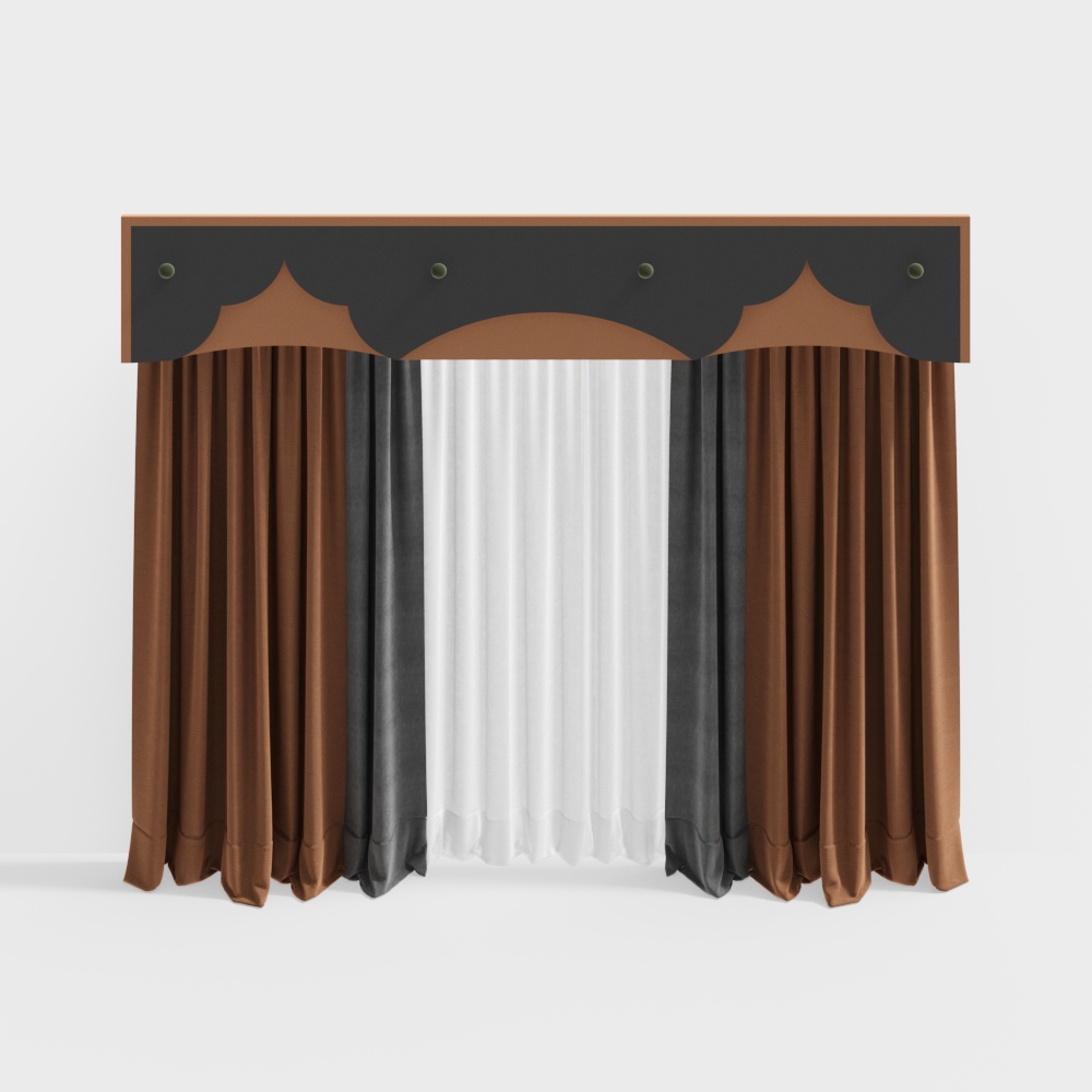 Stylish Low-Poly Curtain 3D model for Modern Interiors