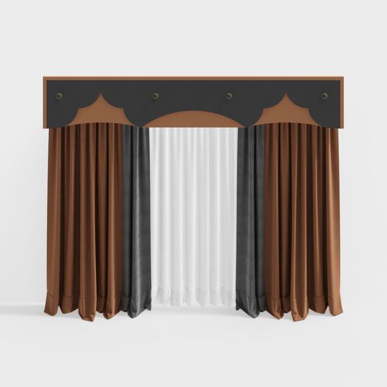 Stylish Low-Poly Curtain 3D model for Modern Interiors