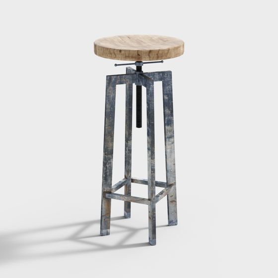 Vintage Industrial Bar Stool 3D model