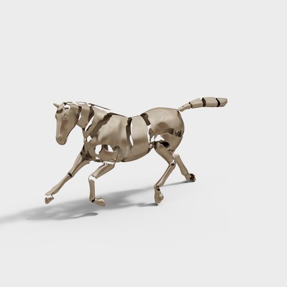 Galloping Metal Horse 3D model for Creative Projects