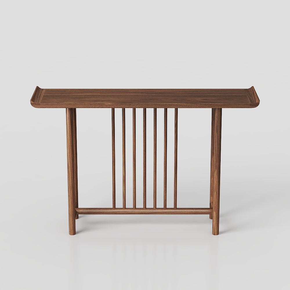 Elegant Wooden Long Table 3D Model – Low-Poly Wood Design