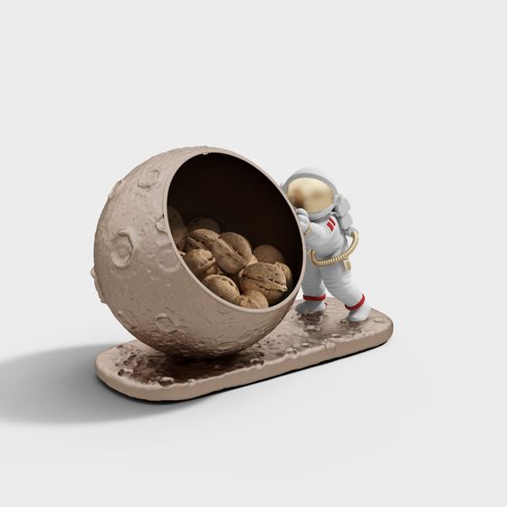 Astronaut Extracting Walnut from Moon Rock 3D model