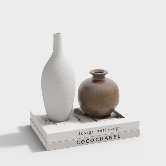 Elegant Ceramic Vase Set 3D model