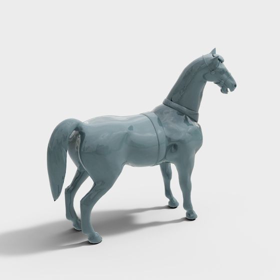 Elegant Low-Poly Blue Horse 3D model