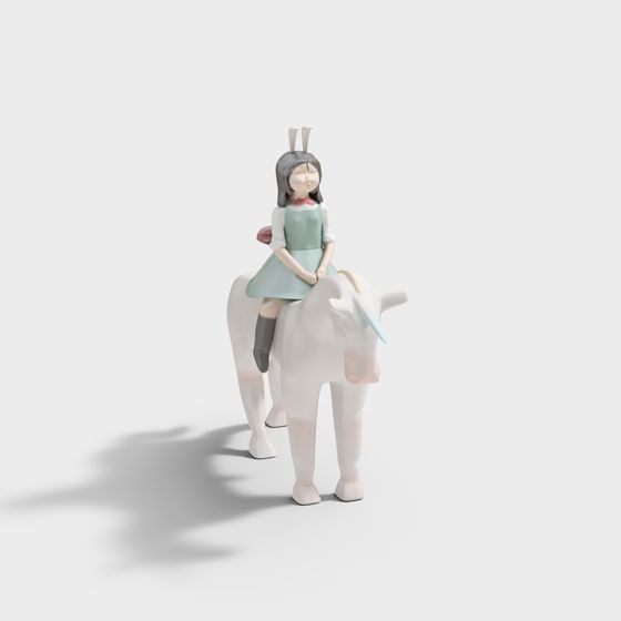 Charming Little Rider with Unicorn 3D model