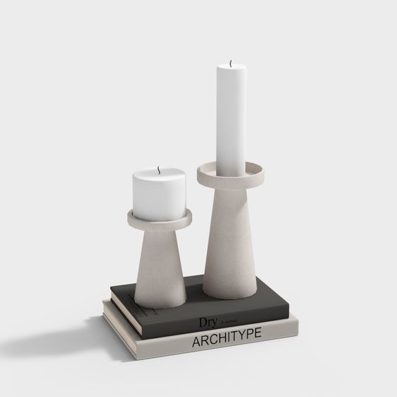 Minimalist Low-Poly Candle Holder Set 3D model