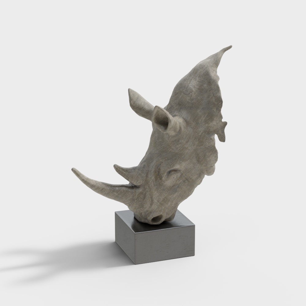 Realistic Low-Poly Rhino Head 3D model