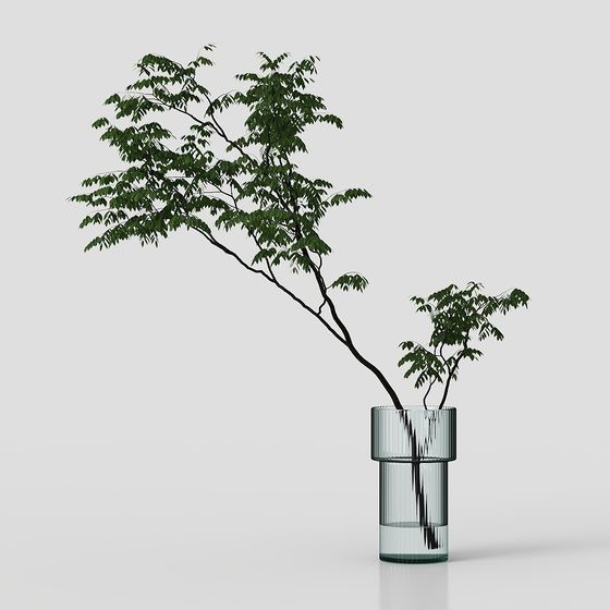 Glass Vase with Greenery 3D model for Creative Projects