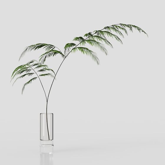 Palm Branch in Glass Vase 3D model