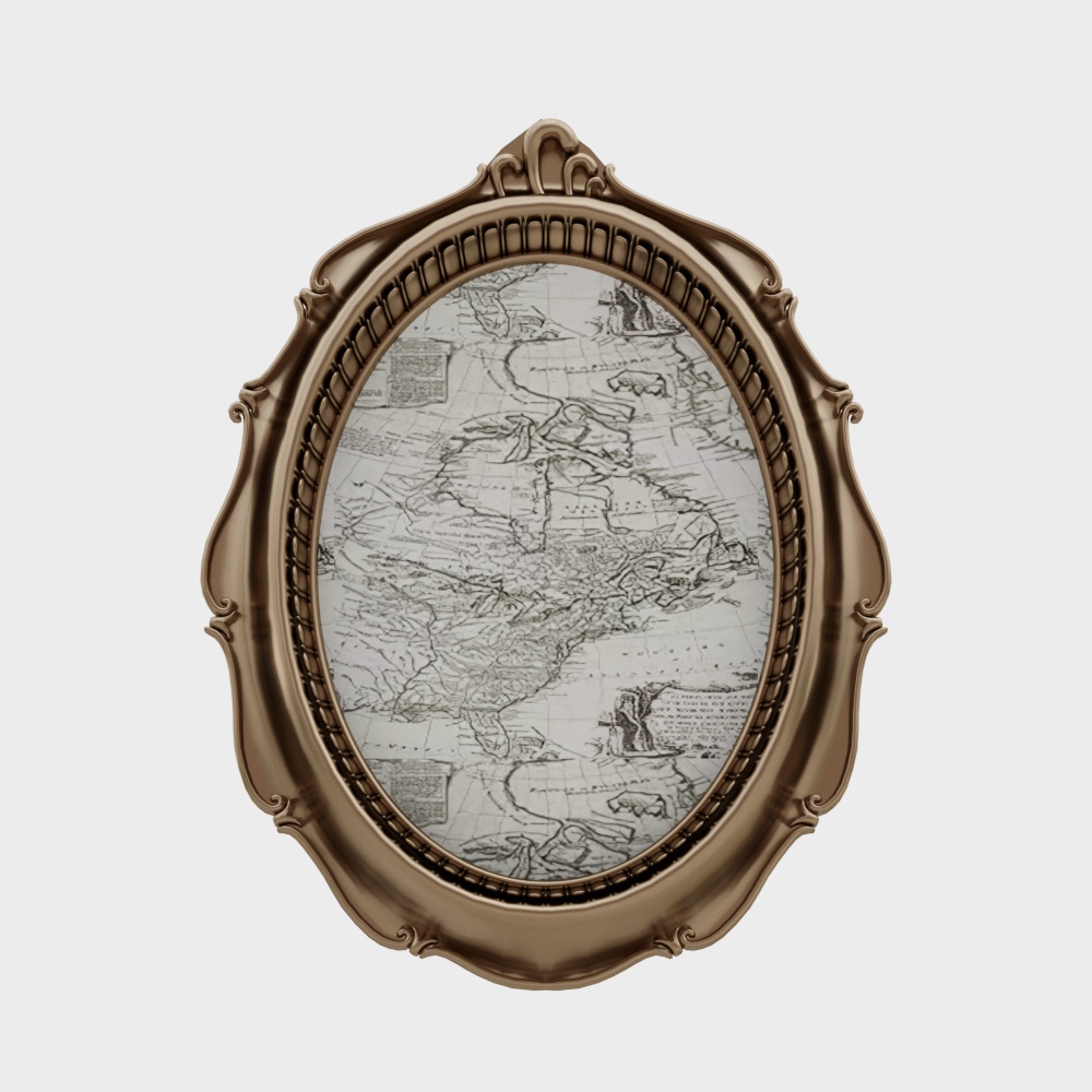 Oval Vintage Frame 3D model with Modern Touch