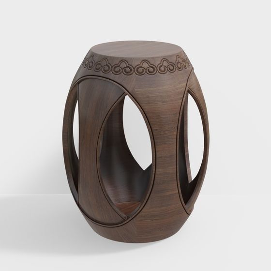 Elegant Round Stool 3D model