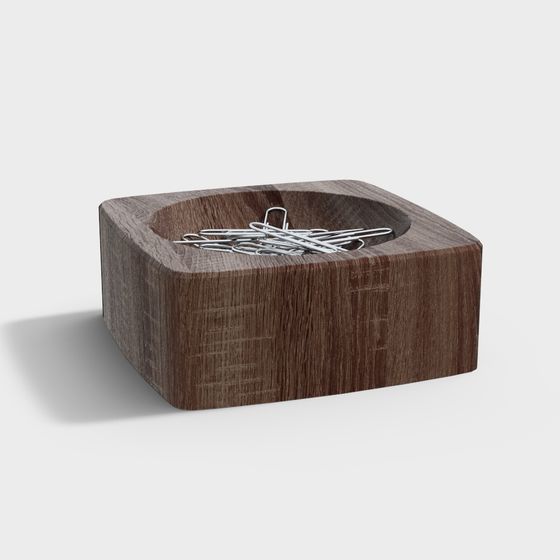 Unique Low-Poly Wooden Paper Clip Box 3D model