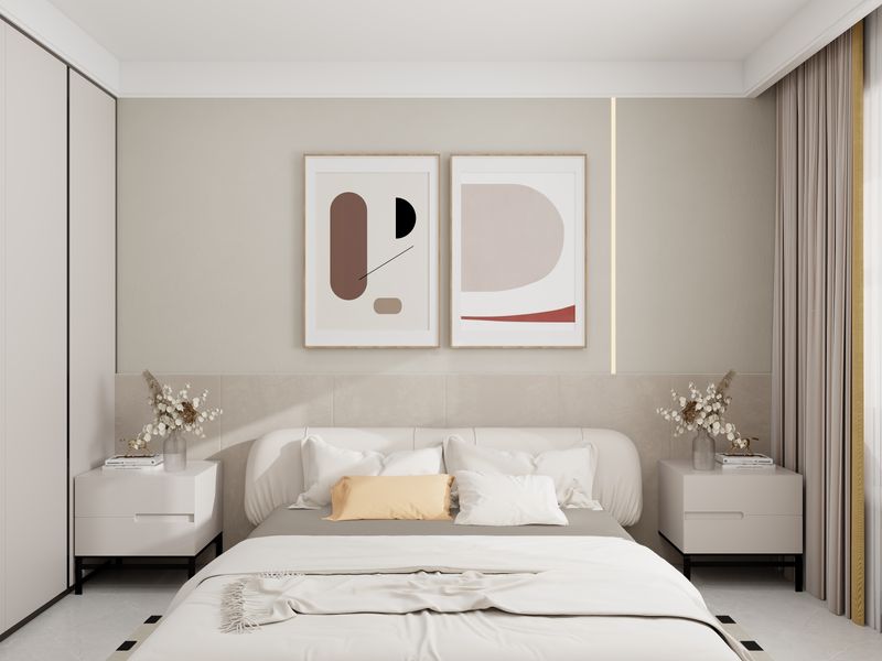 Modern Minimalist Bedroom with Creamy Beige Tones
