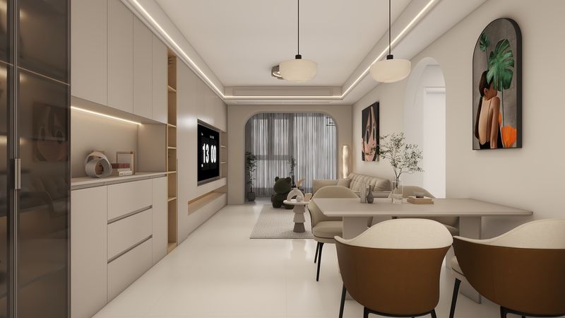 Modern Minimalist Creamy Living Room