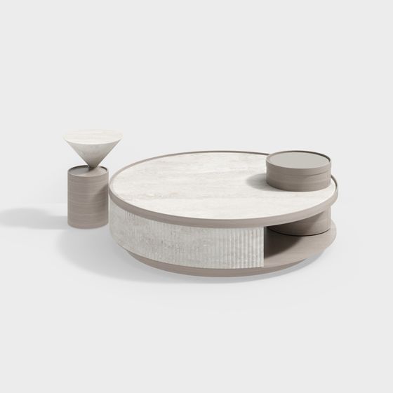 Modern Round Table and Side Tables 3D model