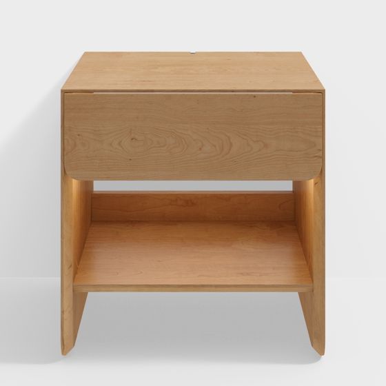 Minimalist Wooden Side Table 3D model
