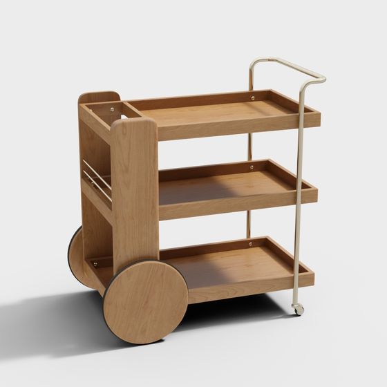 Stylish Wooden Cart 3D model for Creative Projects