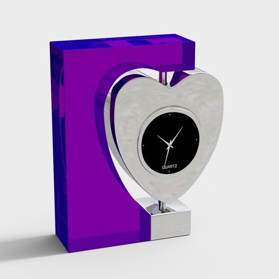 Stylish Heart-Shaped Clock 3D model for Decor and Gaming