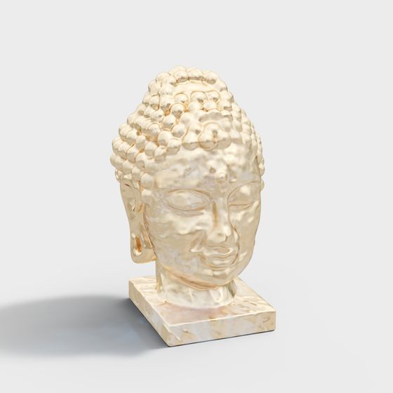 Buddha Head Low Poly 3D Model