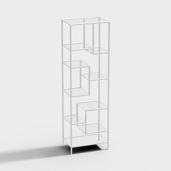 Modern Metallic Bookshelf 3D model