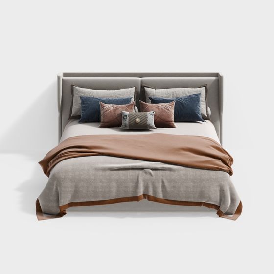 Stylish Low-Poly Bed 3D model for Modern Interiors