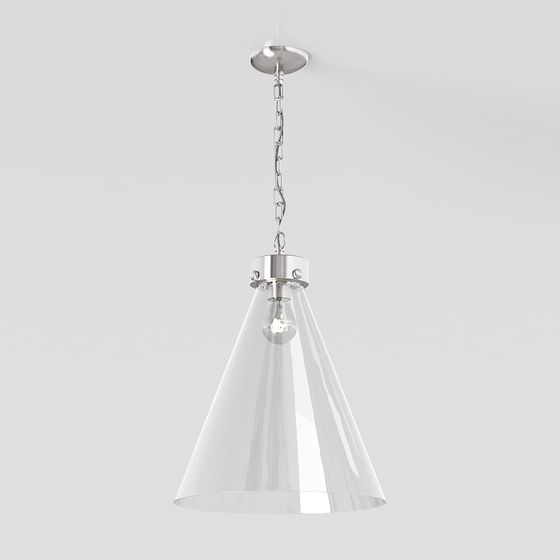 Elegant Cone-Shaped Glass Pendant Light 3D model
