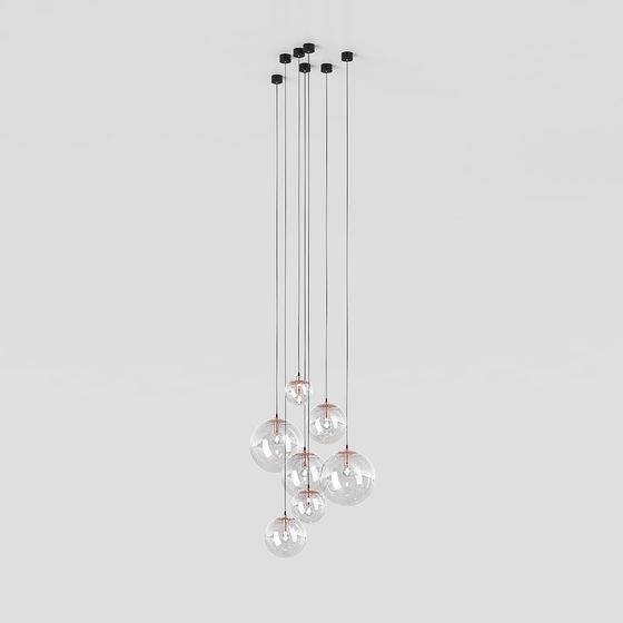 Minimalist Glass Ball Pendant Light 3D model