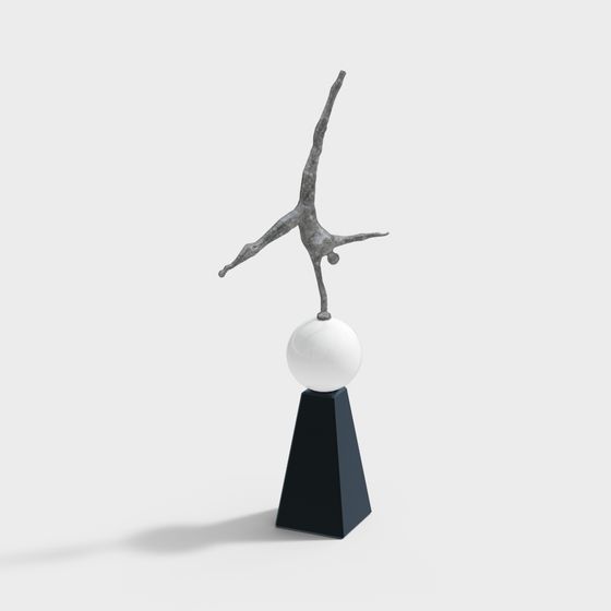 Balance Art 3D Model - Low Poly Dancer Sculpture