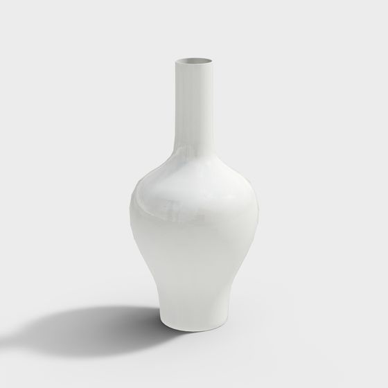 Minimalist White Ceramic Vase 3D model