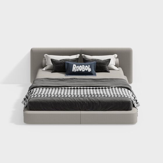 Contemporary Low-Polygon Bed 3D model