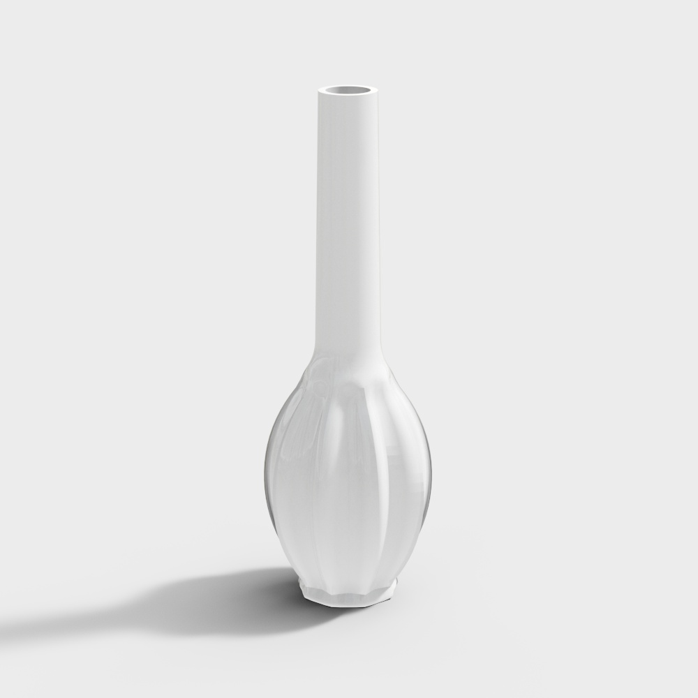 Elegant Low-Poly Vase 3D Model – Futuristic White Glass