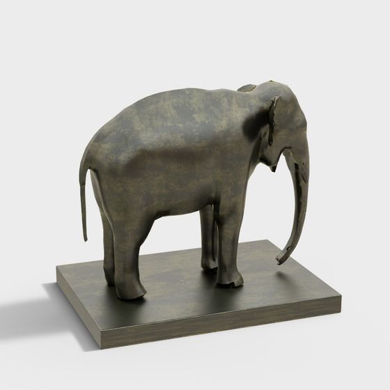 Elegant Low Polygon Elephant Sculpture 3D model