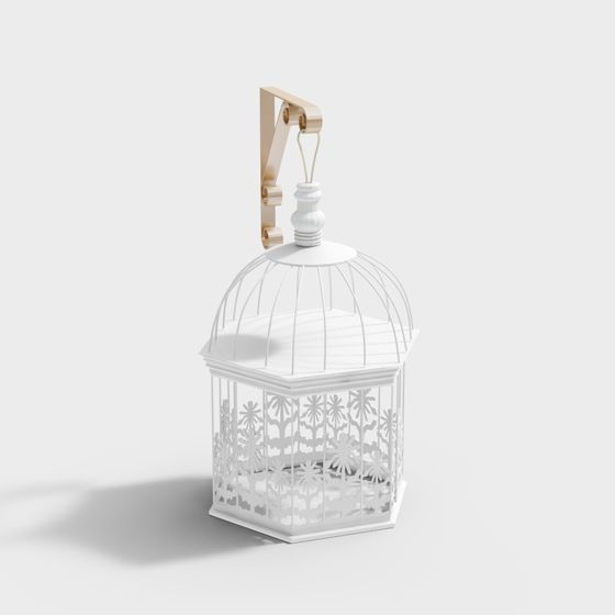 Charming Low-Poly Bird Cage 3D model for Creative Spaces