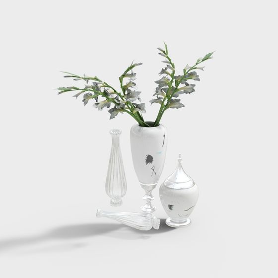 Stylish Glass Vase Collection 3D model for Modern Designs