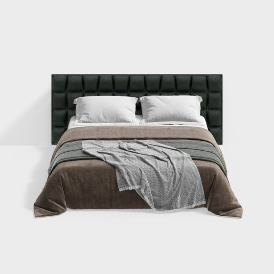 Contemporary Low-Polygon Bed Headboard 3D model