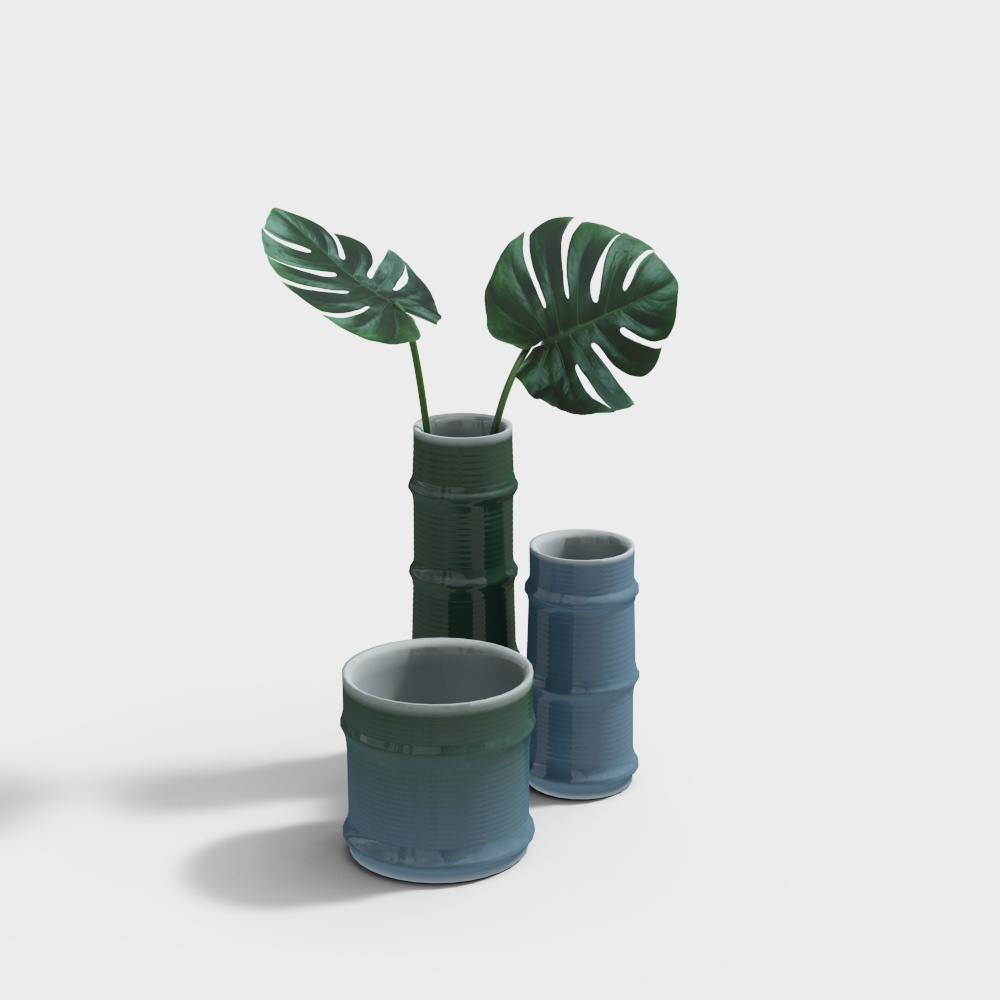 Ceramic vase green plants