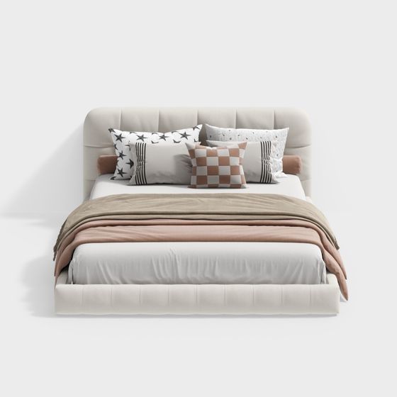 Elegant Minimalist Bed 3D model for Modern Interiors