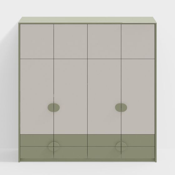 Cremefarbiger Kinderkleiderschrank