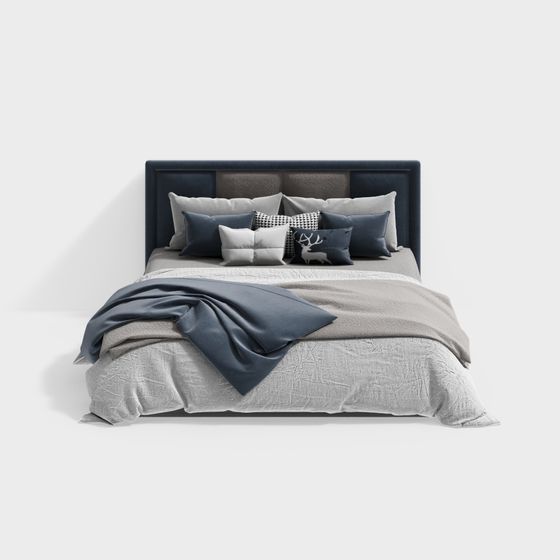 Elegant Modern Bed 3D model for Stylish Interiors