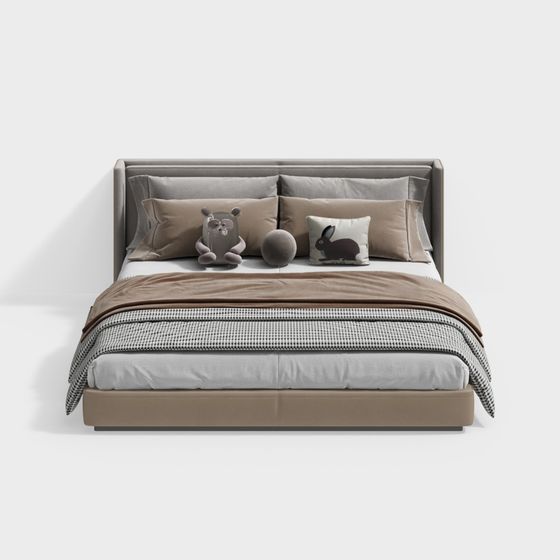 Stylish Low-Poly Bed 3D model for Contemporary Spaces