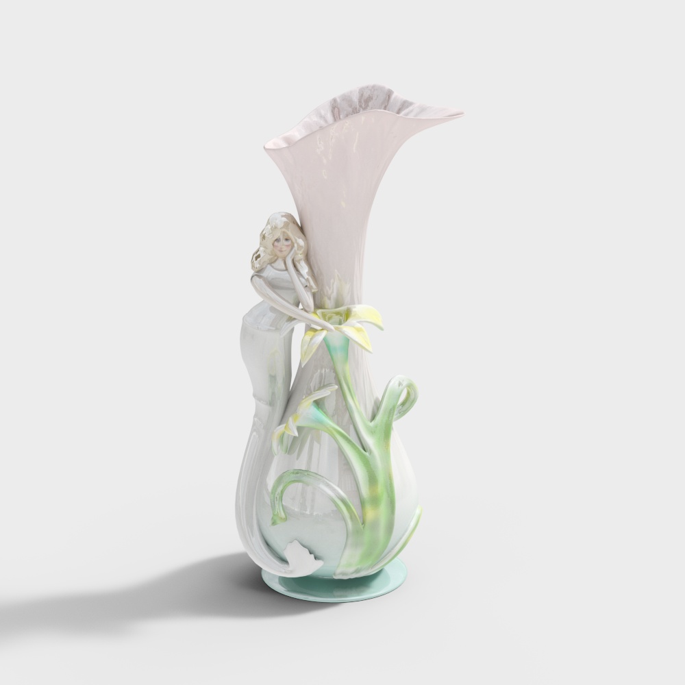 Dreamlike Blossom Fairy Low-Polygon Model – Nature Art