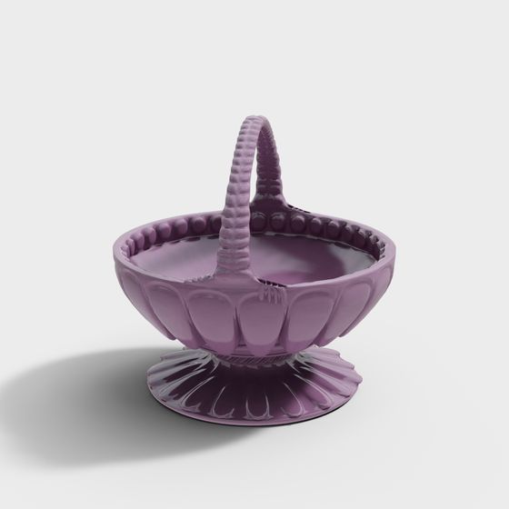 Vintage Style 3D Model Basket in Soft Purple